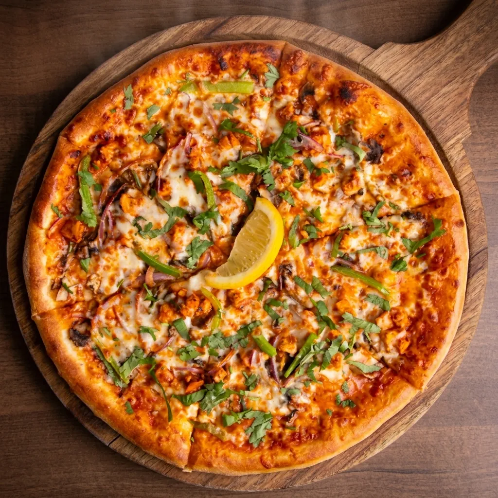 Butter Chicken Pizza at Next Level Pizza Medicine Hat – Persian-Italian fusion signature dish
