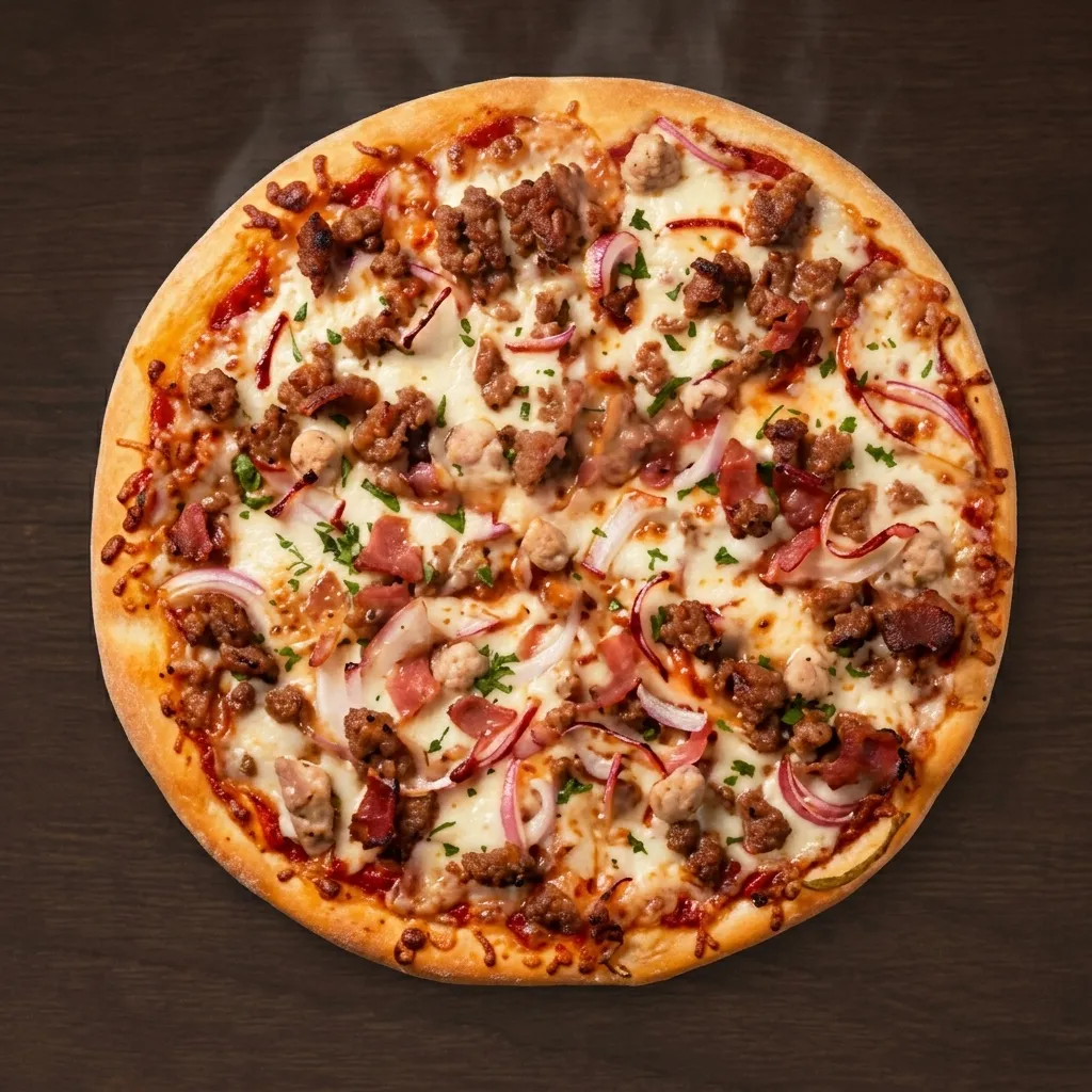Meat Lovers Pizza at Next Level Pizza Medicine Hat – loaded with premium meats on fresh dough