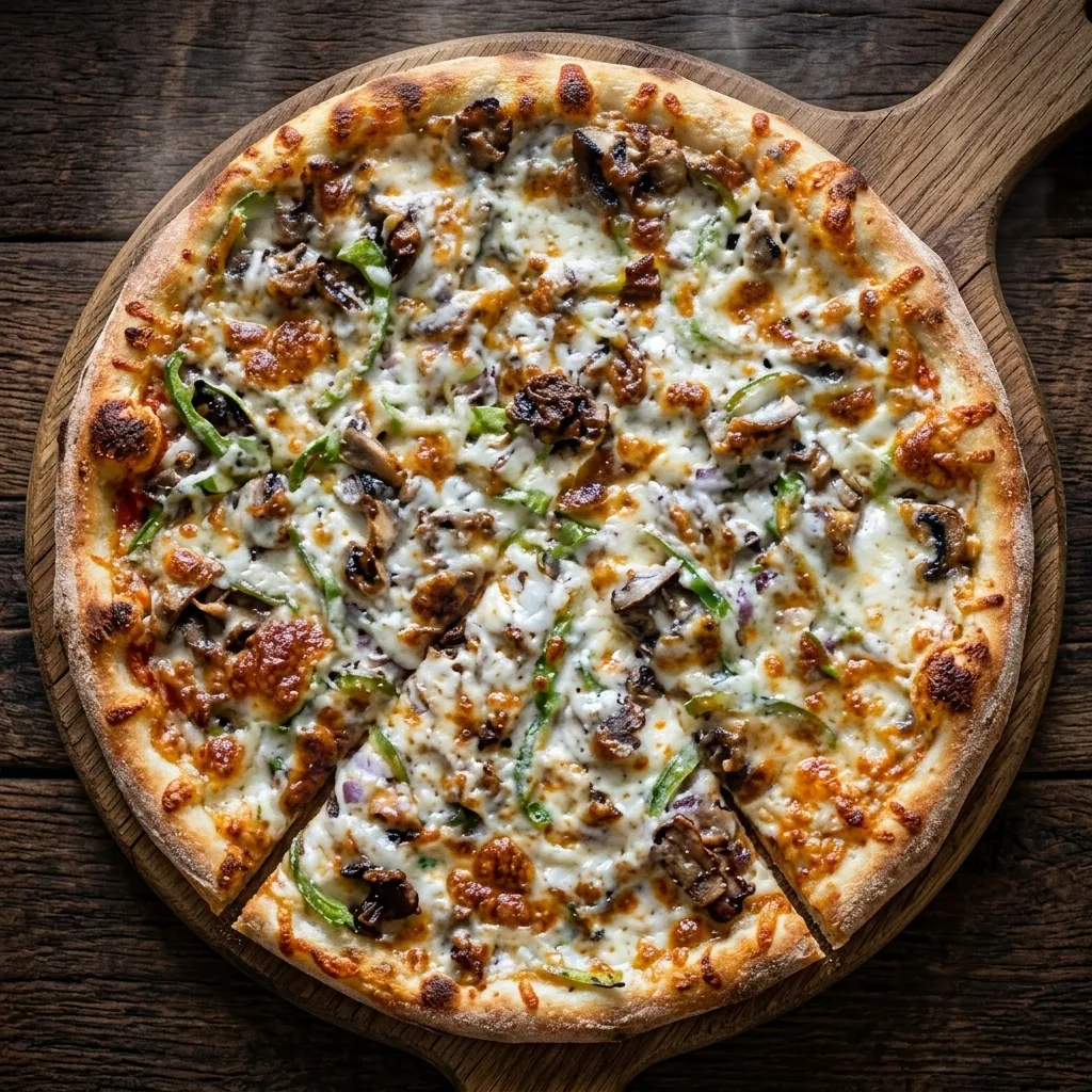 Philly's Cheesesteak Pizza at Next Level Pizza Medicine Hat – a signature specialty pizza